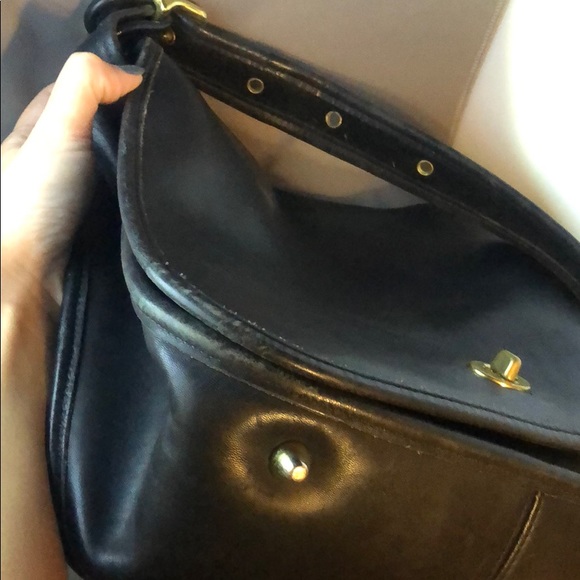Black leather Coach bag / satchel - vintage - Picture 4 of 9